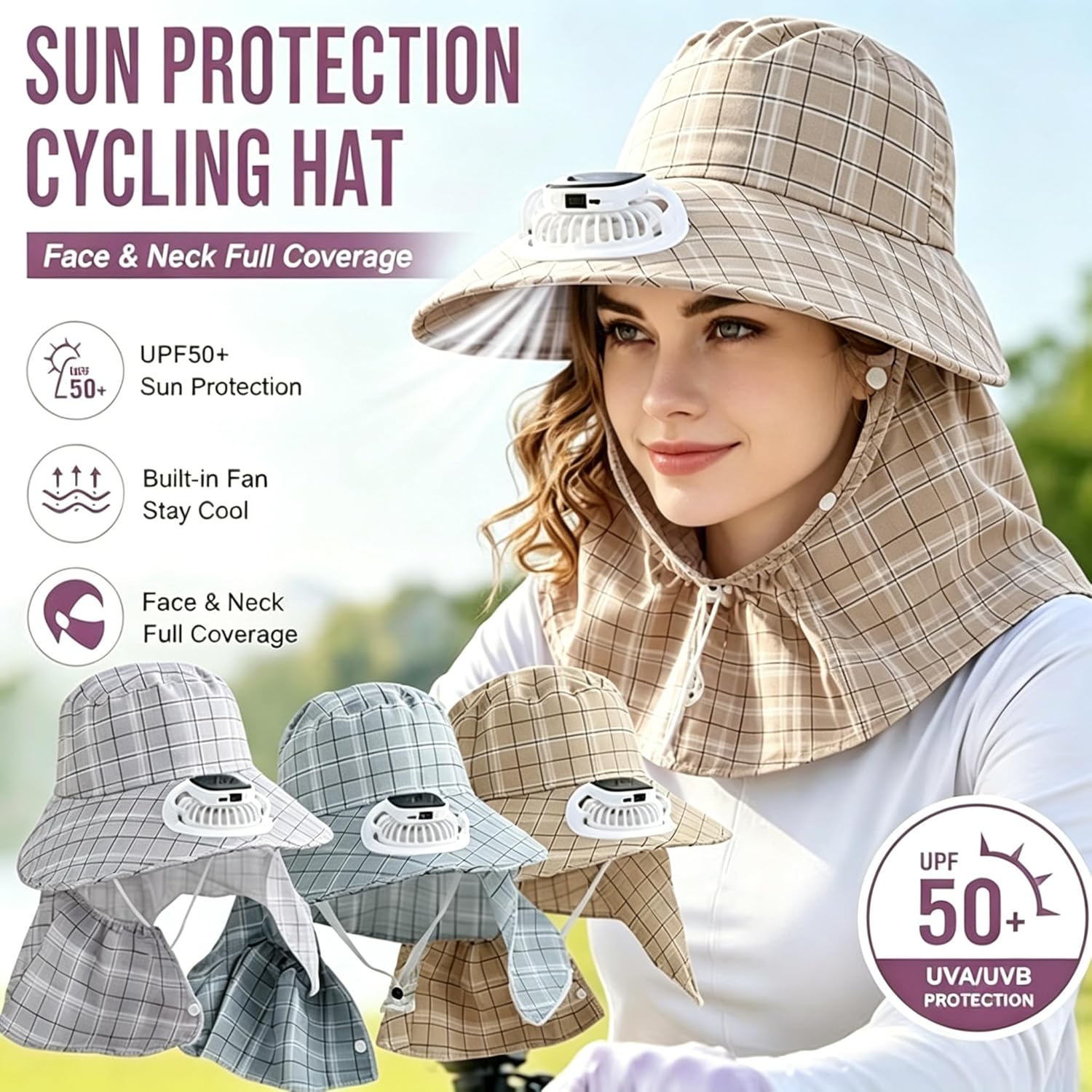 Outdoor Camping Fan - 1PC Chapeau ventilateur solaire rechargeable par